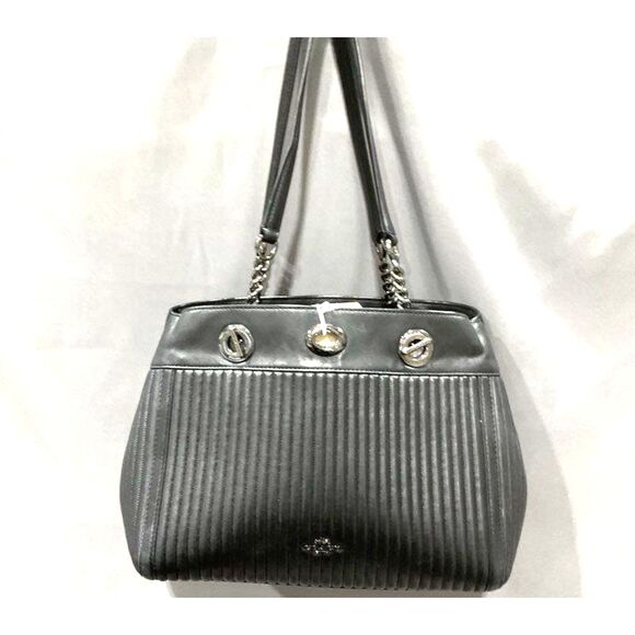 37338  Coach "Edie" Black Quilted Turn-lock Shoulder Bag - Picture 1 of 8
